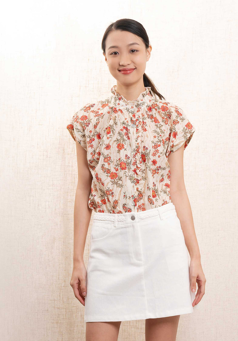 Blouse 94595 Cream-Coral