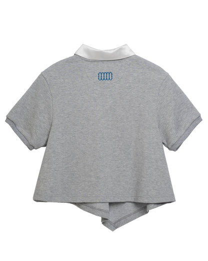 Garcon by Garcon | Striped Feather-Embroidered Polo - Blue-Grey Blue-Grey-Stripes