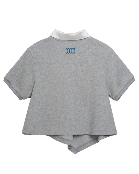 Garcon by Garcon | Striped Feather-Embroidered Polo - Blue-Grey Blue-Grey-Stripes