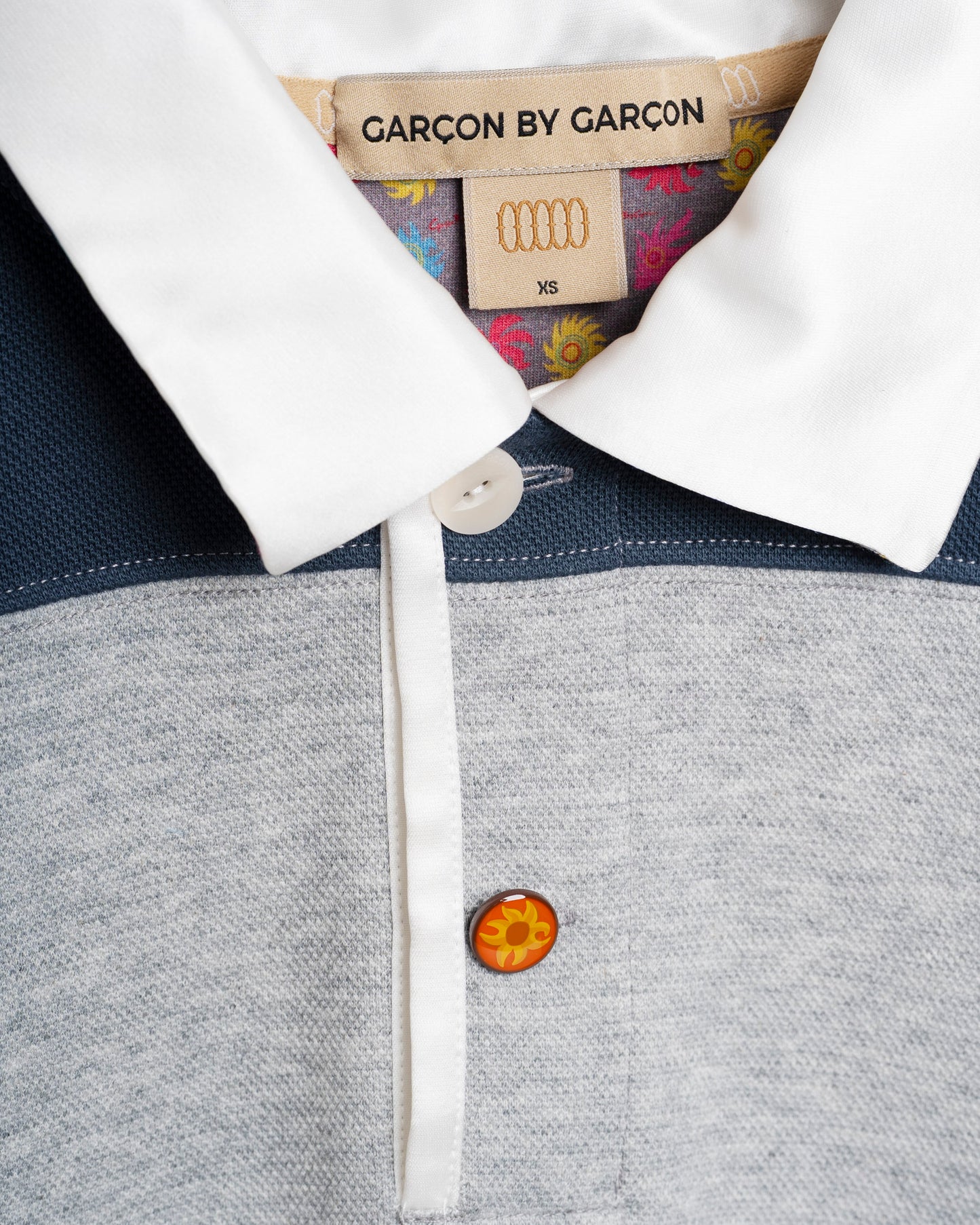 Garcon by Garcon | Striped Feather-Embroidered Polo - Blue-Grey Blue-Grey-Stripes