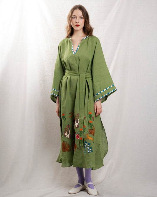 Women's Dress 100% Cotton Poplin - Primrose-Green