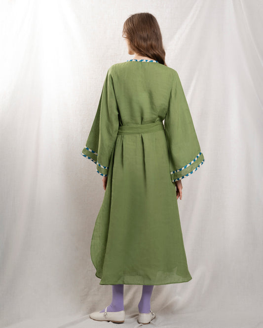 Women's Dress 100% Cotton Poplin - Primrose-Green
