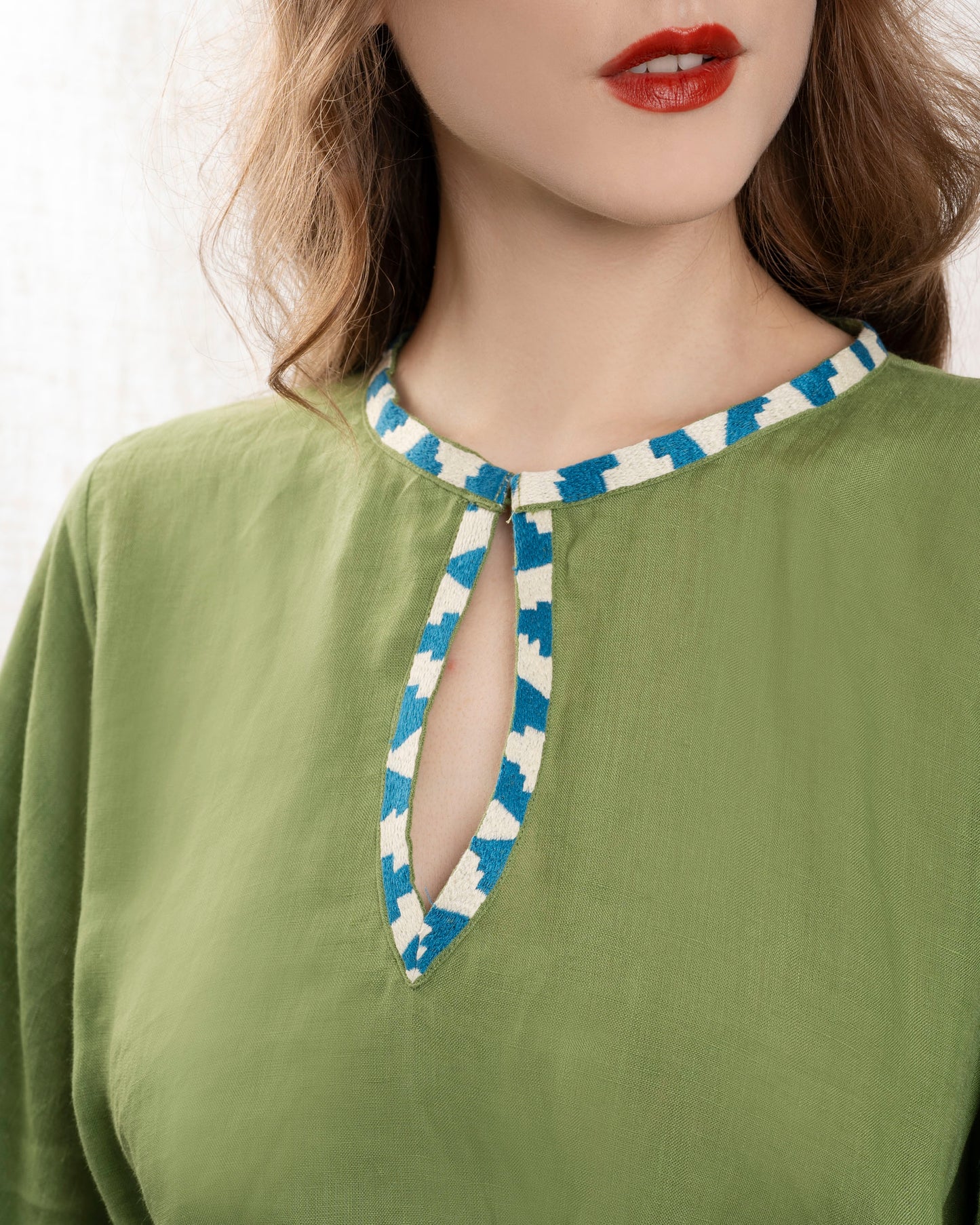 Women's Dress 100% Cotton Poplin - Primrose-Green