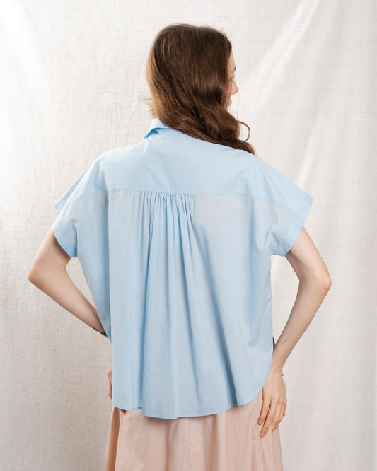 Women Button-Down Shirt 100 Percent Cotton Poplin - Lt-Blue