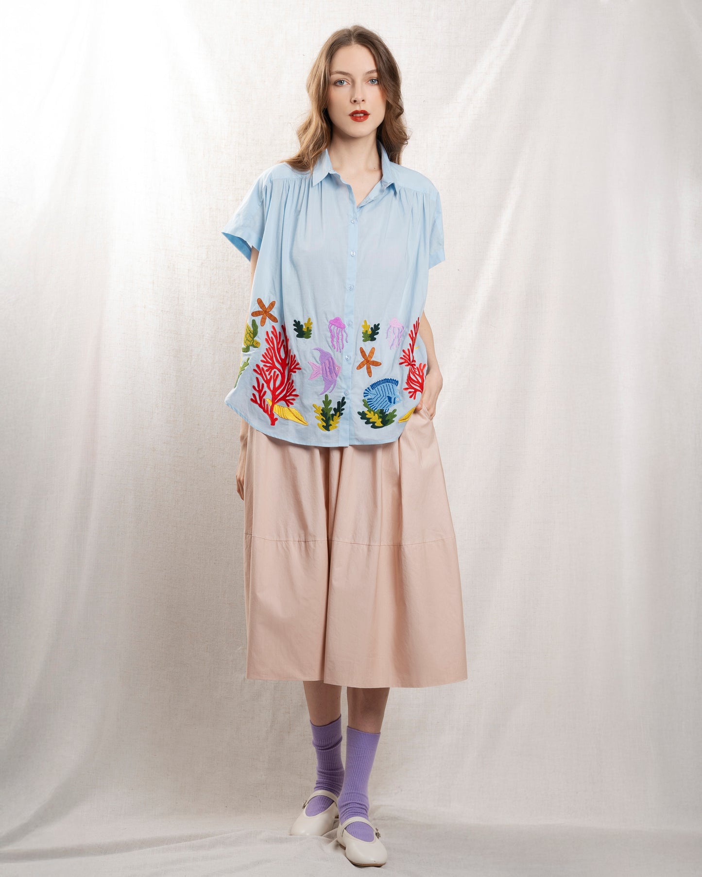 Women's Skirt 100 Percent Cotton Poplin - Aurora