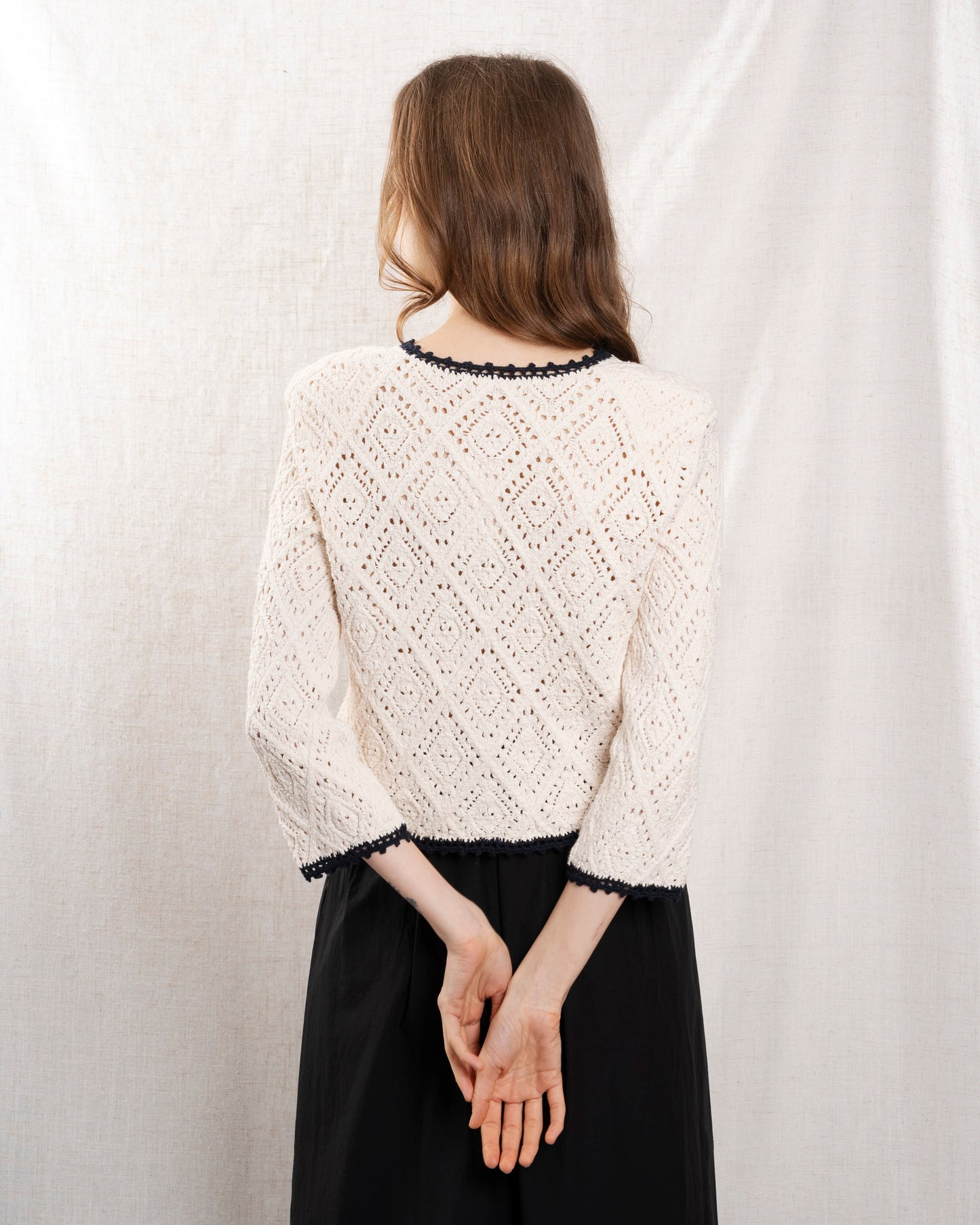 Cardigan 5evc10-v03851 Ecru-Marine