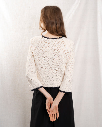 Cardigan 5evc10-v03851 Ecru-Marine