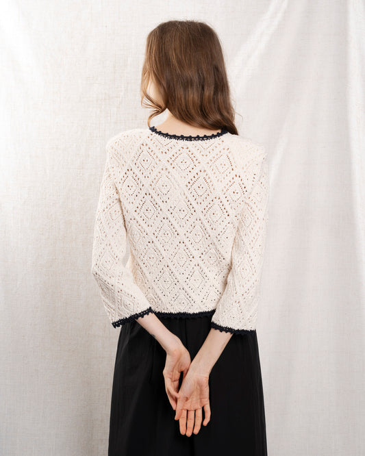 Cardigan 5evc10-v03851 Ecru-Marine