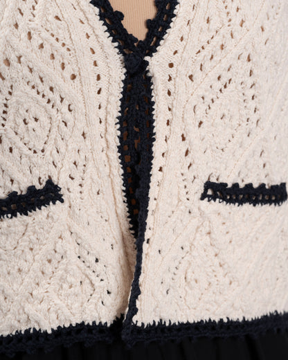 Cardigan 5evc10-v03851 Ecru-Marine