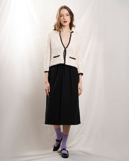 Cardigan 5evc10-v03851 Ecru-Marine