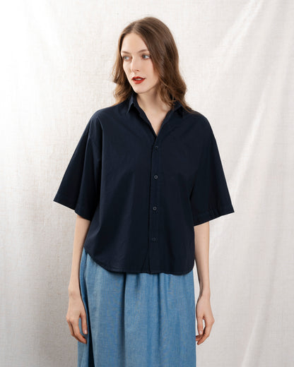 Women's Button-Down Shirt 100 Percent Cotton Poplin - Atlantic