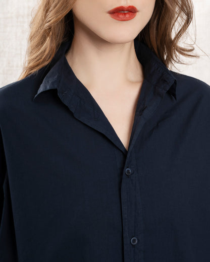 Women's Button-Down Shirt 100 Percent Cotton Poplin - Atlantic