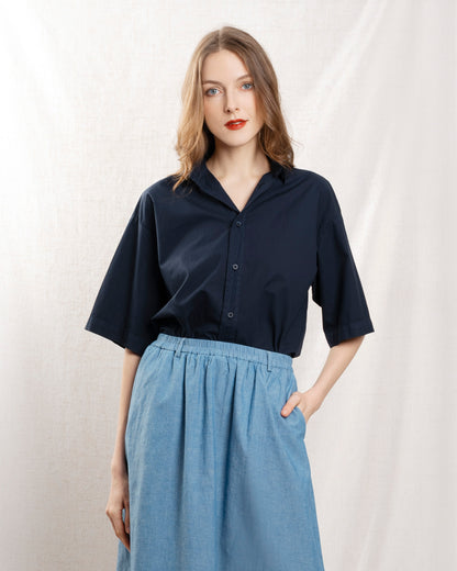 Women's Button-Down Shirt 100 Percent Cotton Poplin - Atlantic