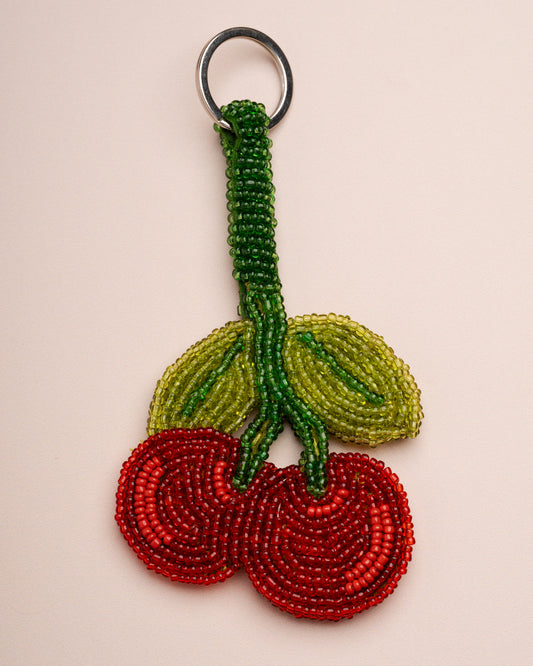 Unisex Keychain Charm Stainless Steel -  Red Cherry