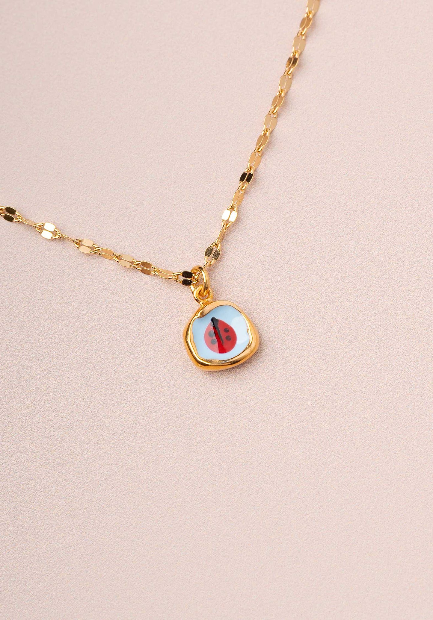 Necklace Ladybug Pendant Gold-Multi