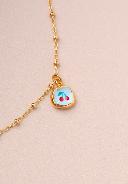 Necklace Bl Happy Face Pe Gold-Multi