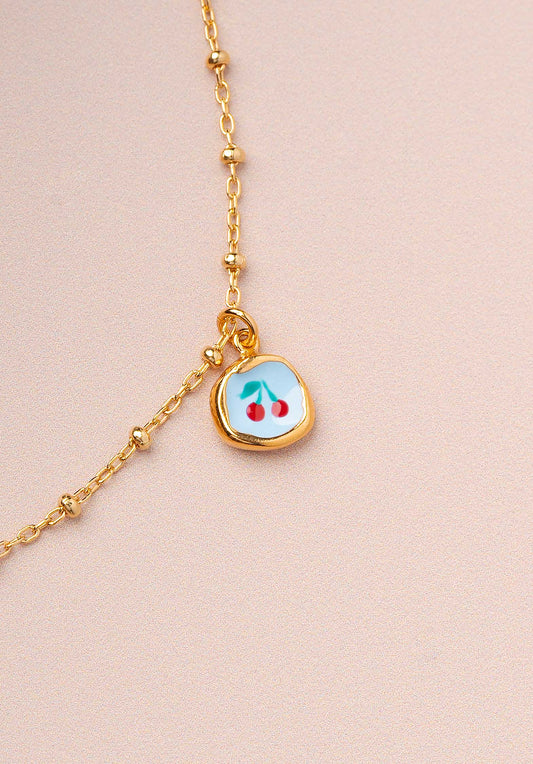 Necklace Bl Happy Face Pe Gold-Multi