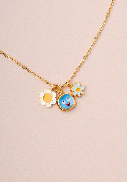 Necklace Blu Face Daisy P Gold-Multi