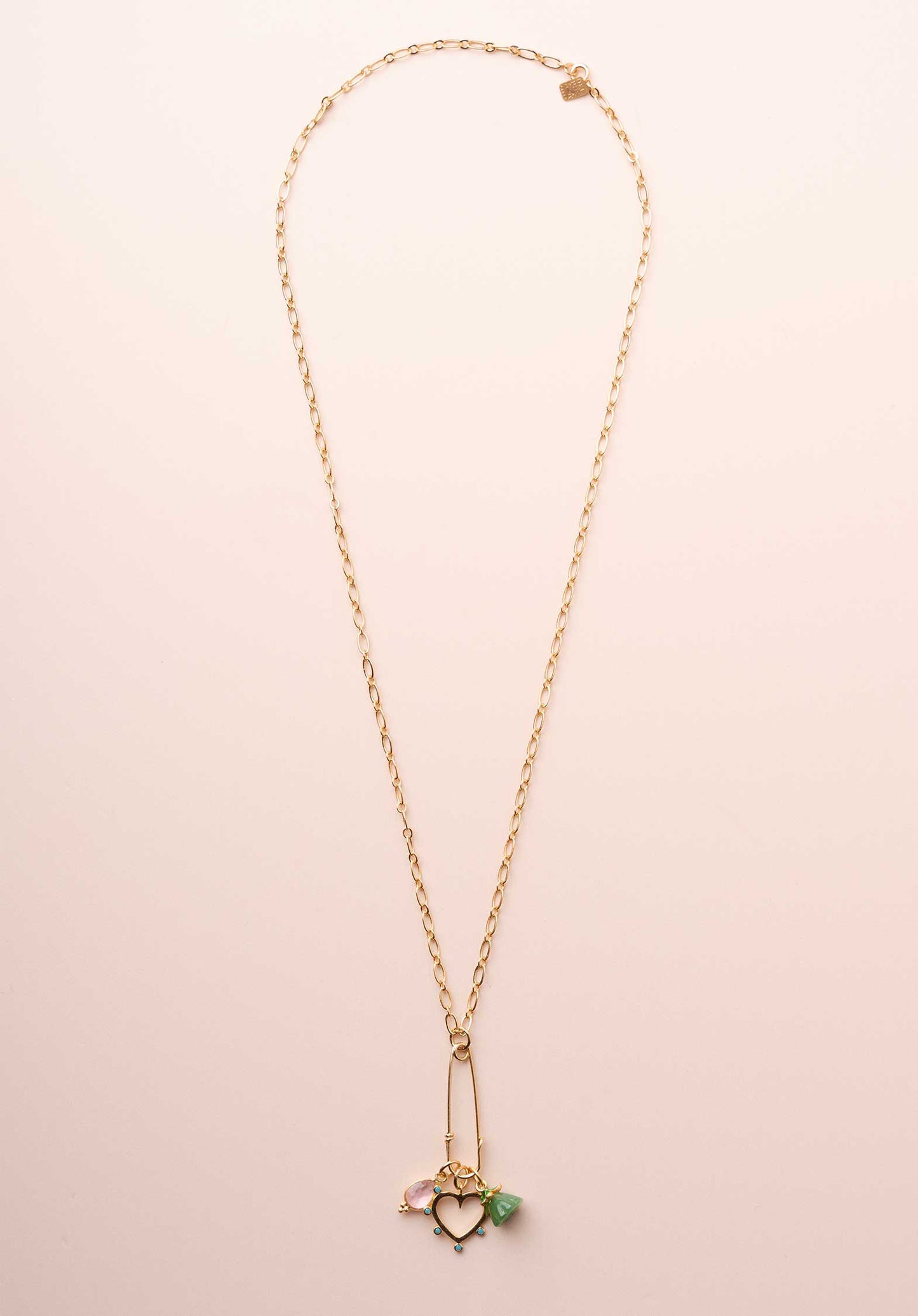 Necklace Patty Jade-Heart-Pink