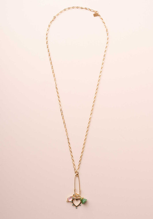 Necklace Patty Jade-Heart-Pink