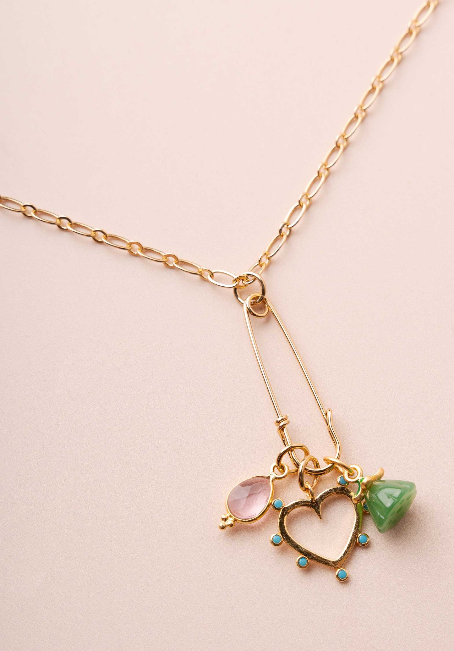 Necklace Patty Jade-Heart-Pink