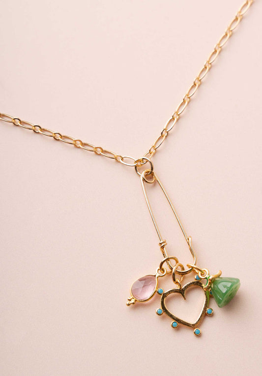 Necklace Patty Jade-Heart-Pink