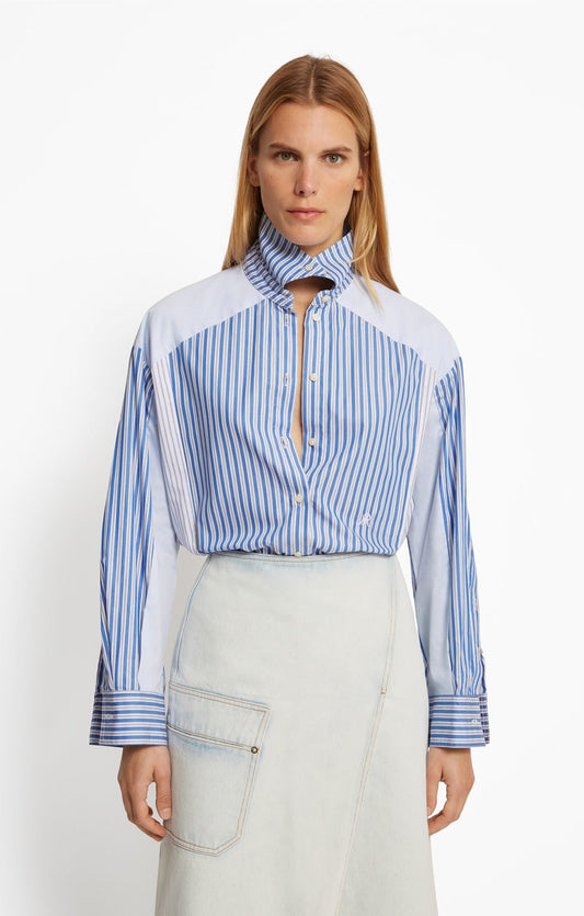 Roseanna Women's Blondie Belair Button-Down Shirt 100% Organic Cotton Poplin - Belair Bleu