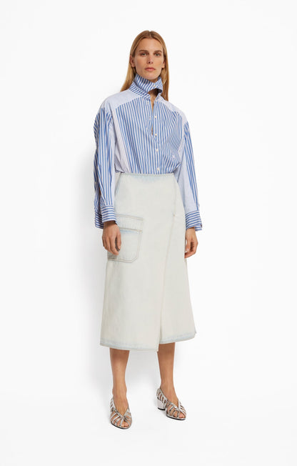 Roseanna Women's Blondie Belair Button-Down Shirt 100% Organic Cotton Poplin - Belair Bleu