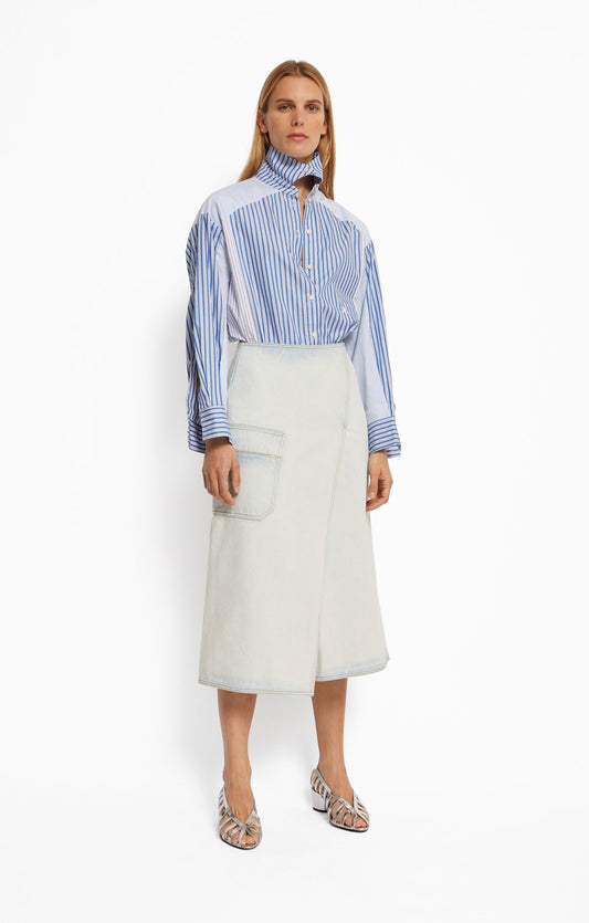 Roseanna Women's Blondie Belair Button-Down Shirt 100% Organic Cotton Poplin - Belair Bleu