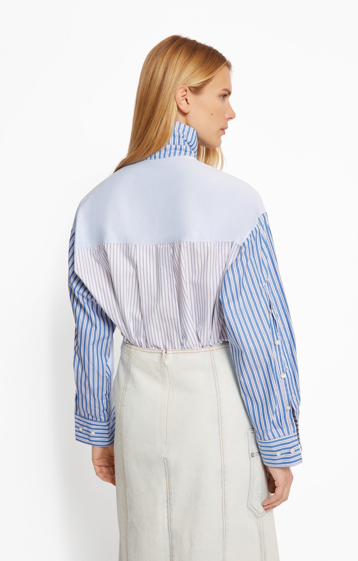 Roseanna Women's Blondie Belair Button-Down Shirt 100% Organic Cotton Poplin - Belair Bleu