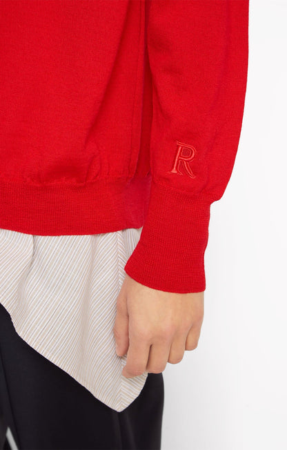 Women Sweatshirt Cotton-Blend French Terry - Rouge