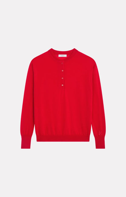 Women Sweatshirt Cotton-Blend French Terry - Rouge