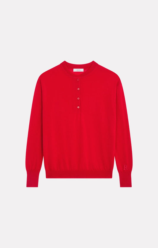 Women Sweatshirt Cotton-Blend French Terry - Rouge