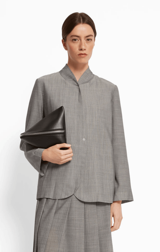 ROSEANNA | Kaia Hills Blouse - Oversized Shawl Collar in Grey Gris