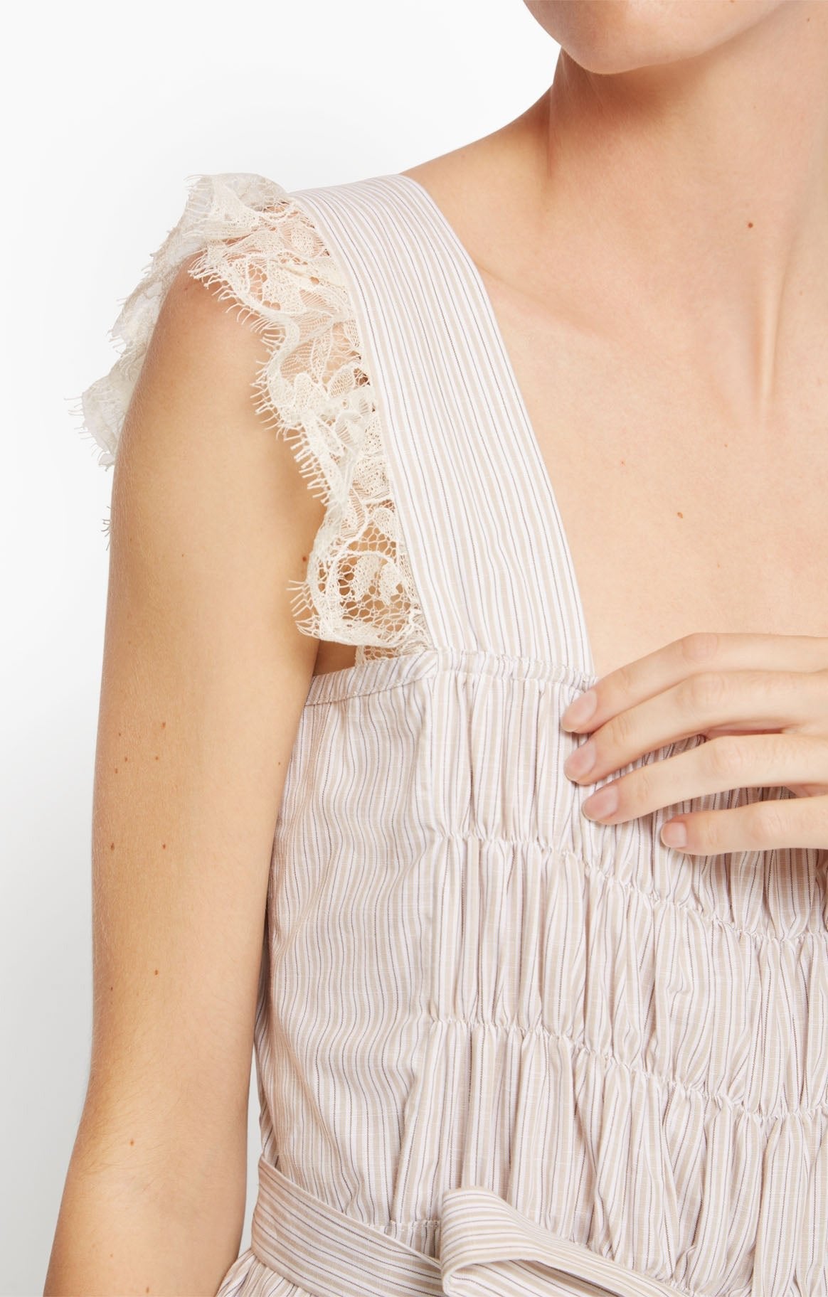 Roseanna Women's Theodora Long Dress in Organic Cotton Poplin - Belair Beige