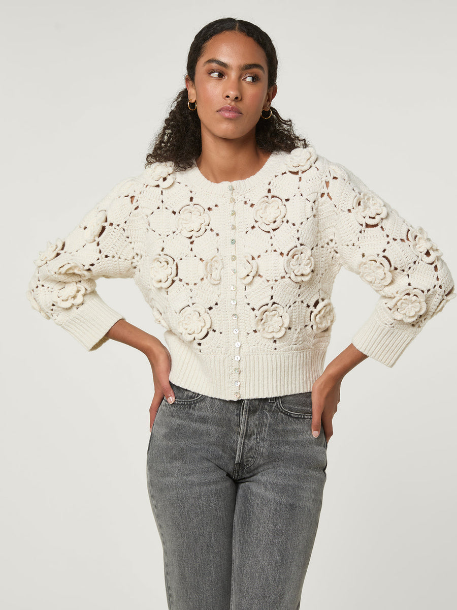 Cardigan Uni Nerina Ecru