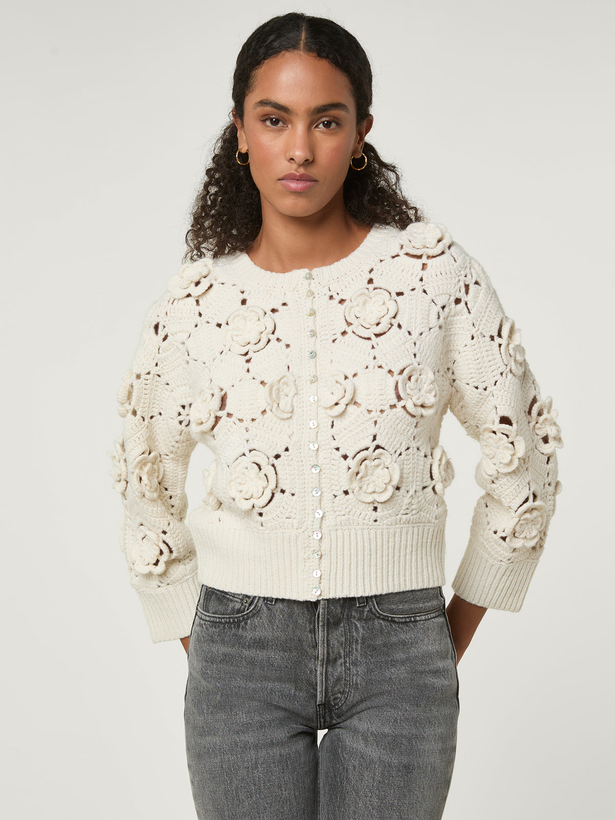 Cardigan Uni Nerina Ecru