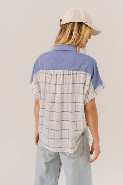 Women's Shirt 100 Percent Cotton Poplin - Mint Leaf Multi