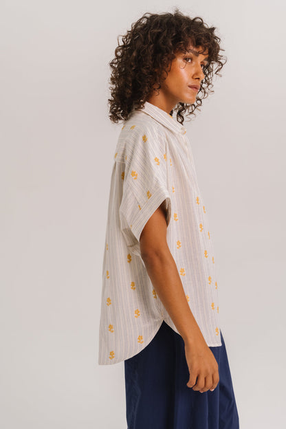 Women's Shirt 100% Cotton Poplin Fabric, Lightweight and Breathable - Blue Bleu