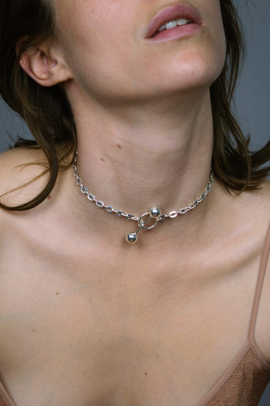 Necklace Barbelle Choker Silver