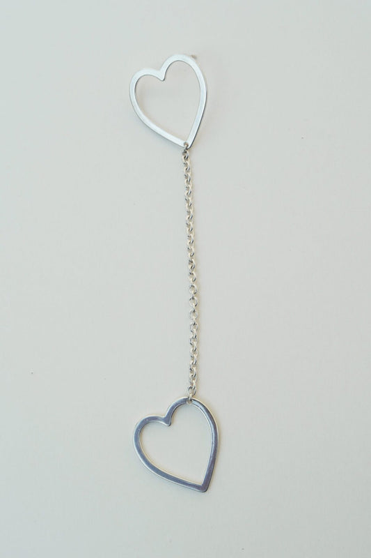 Earring Ls Long Hearts Silver