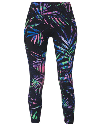 Power 7/8 Workout Leggings Sb5400a 78 Black-Paradise-Palms