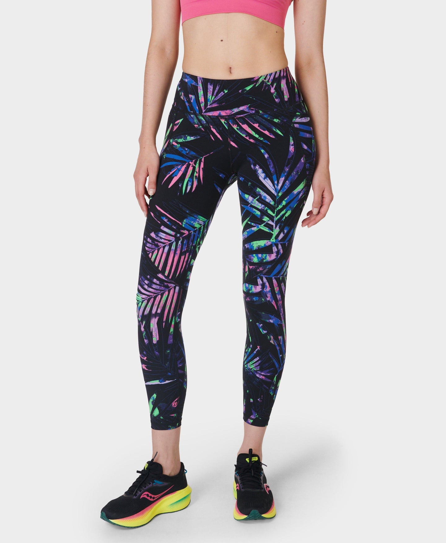 Power 7/8 Workout Leggings Sb5400a 78 Black-Paradise-Palms