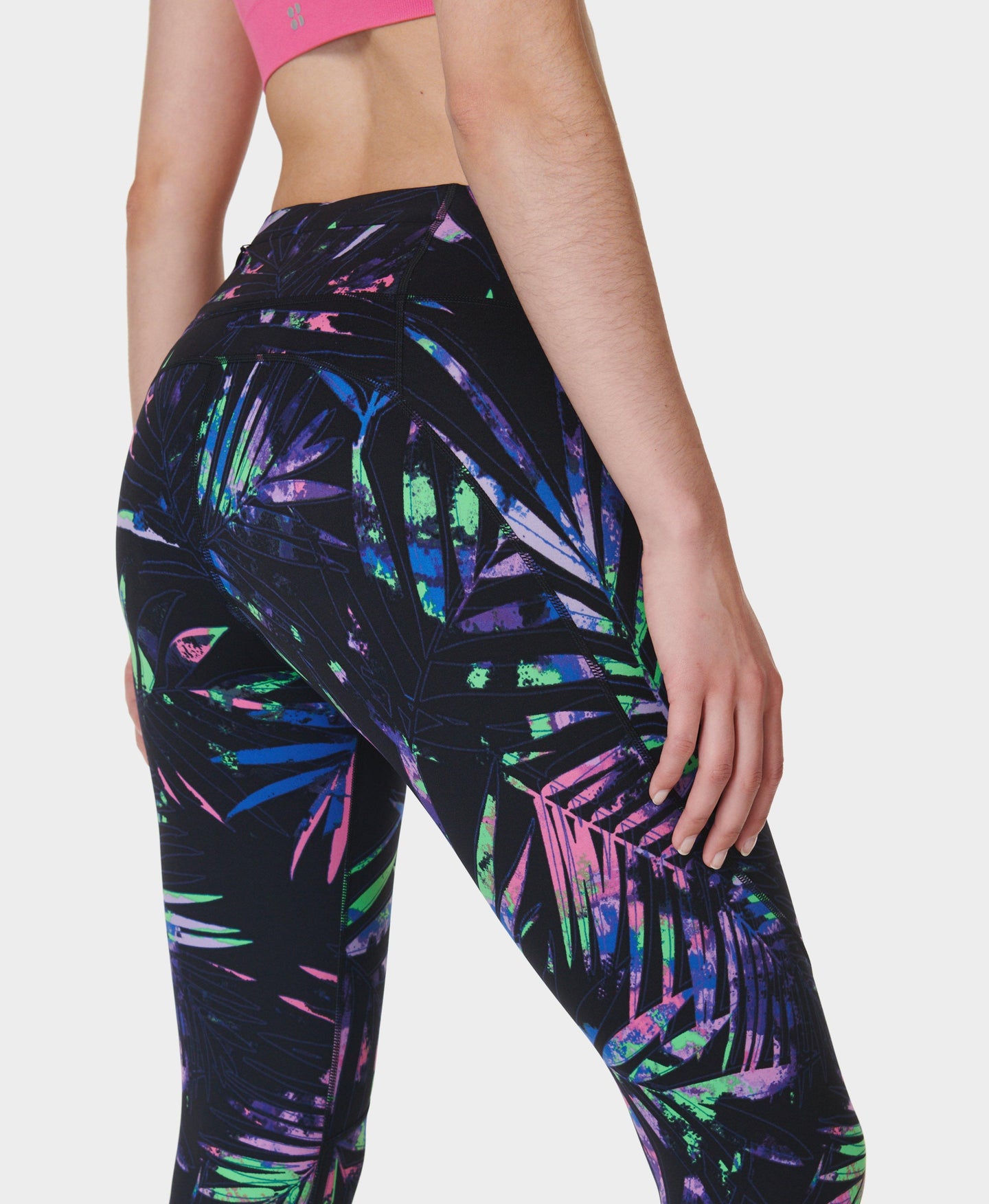 Power 7/8 Workout Leggings Sb5400a 78 Black-Paradise-Palms