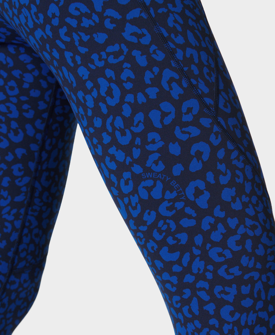 Power 7/8 Workout Leggings Sb5400a 78 Blue-Painted-Animal