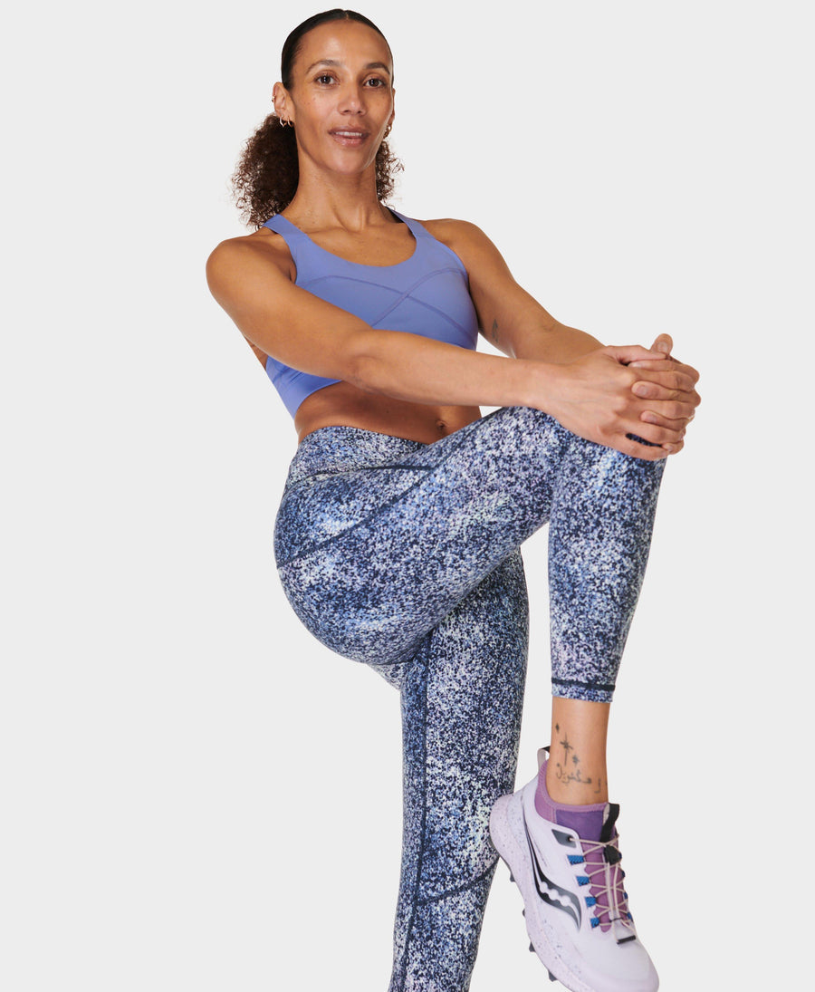 Power 7/8 Workout Leggings Sb5400a 78 Blue-Speckle-Print