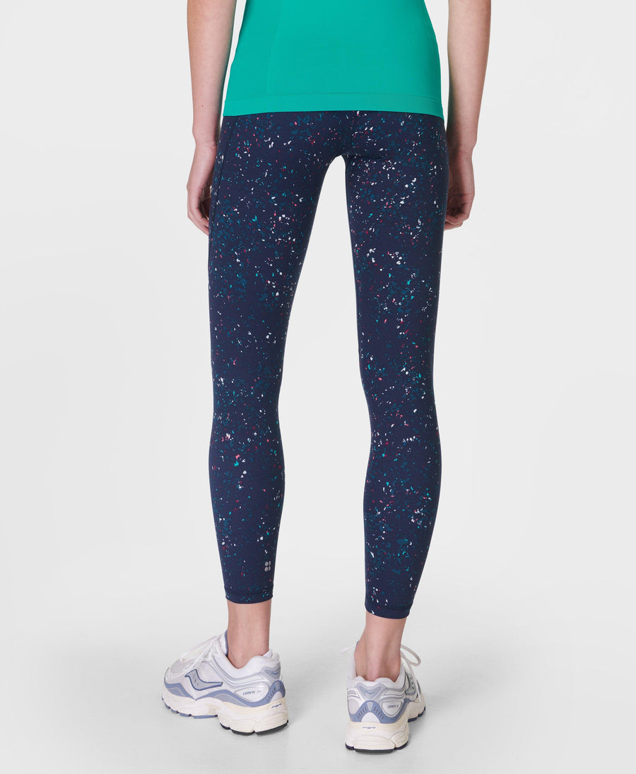 Power 7/8 Workout Leggings Sb5400a 78 Blue-Stipple-Print