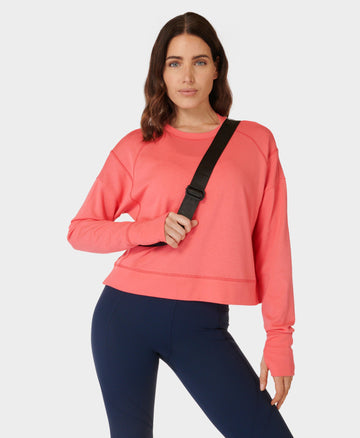 After Class Crop Sweatshirt Sb5622c Coral-Pink