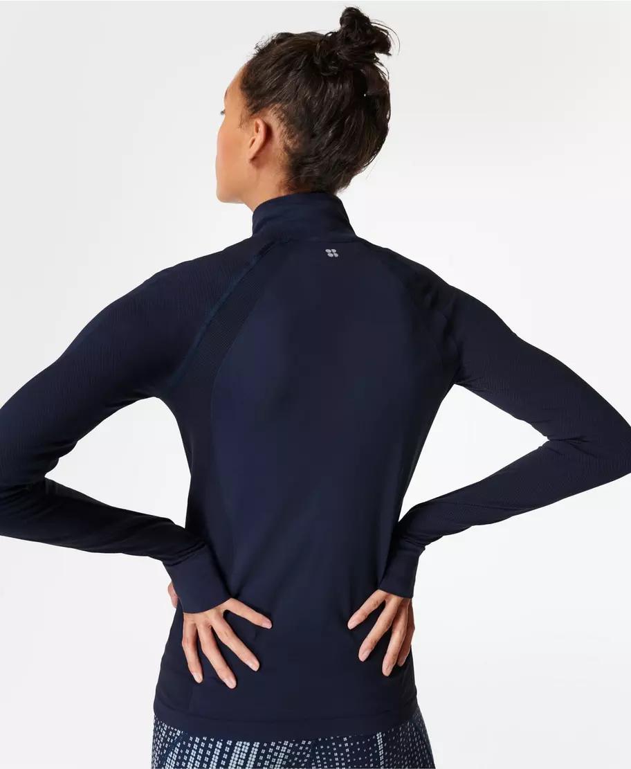 Athlete Seamless Half Zip Long Sb6548 Navy-Blue