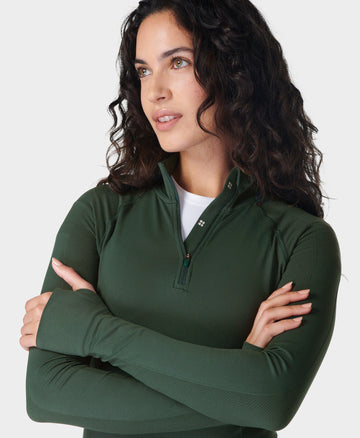 Athlete Seamless Half Zip Long Sb6548 Trek-Green